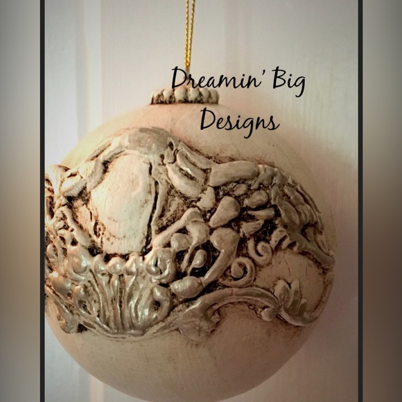 EMBELLISHED Ball Angel Paper Mache Christmas Tree Ornament, Holiday Decor Guft - Picture 5 of 6